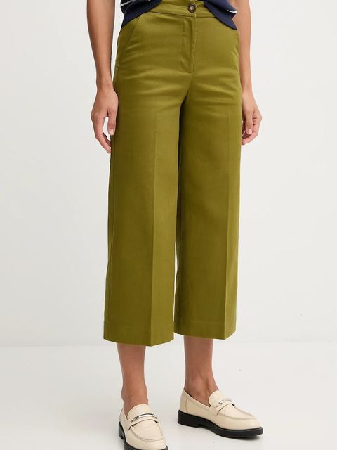 United Colors of Benetton spodnie damskie kolor zielony szerokie high waist 4SJCDF09W - zdjęcie produktu nr 1