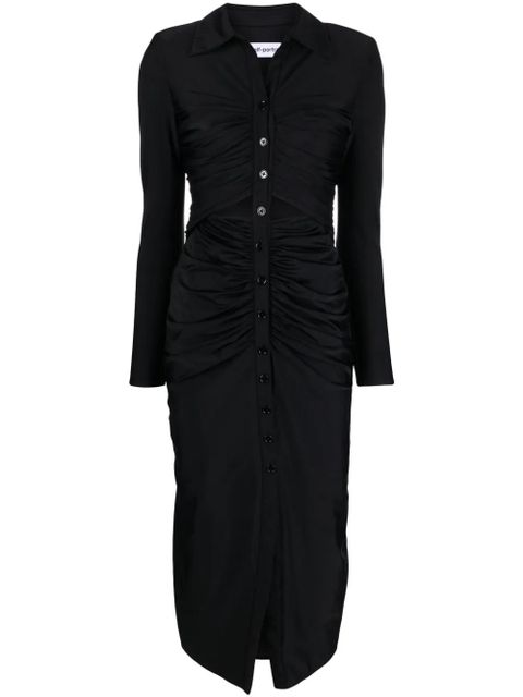 Self-Portrait ruched spread-collar midi dress - Black - zdjęcie produktu nr 1