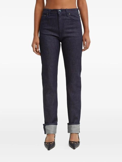Victoria Beckham five-pocket leather-patch trousers - Blue - zdjęcie produktu nr 1