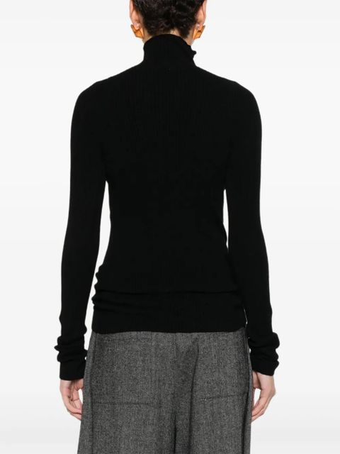 SOLOTRE roll-neck ribbed sweater - Black
