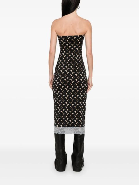 Marine Serre Crescent Moon jersey midi dress - Black