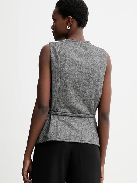 Marc O'Polo kamizelka z dodatkiem wełny kolor szary jednorzędowa 509015881019