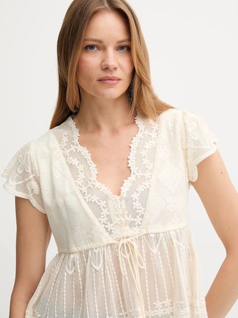 Hoss Intropia bluzka damska kolor beżowy wzorzysta 5872098