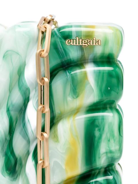 Cult Gaia Aura marbled clutch bags - Green