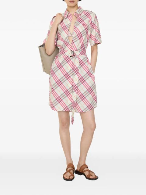 Burberry check cotton shirt dress - Neutrals - zdjęcie produktu nr 2