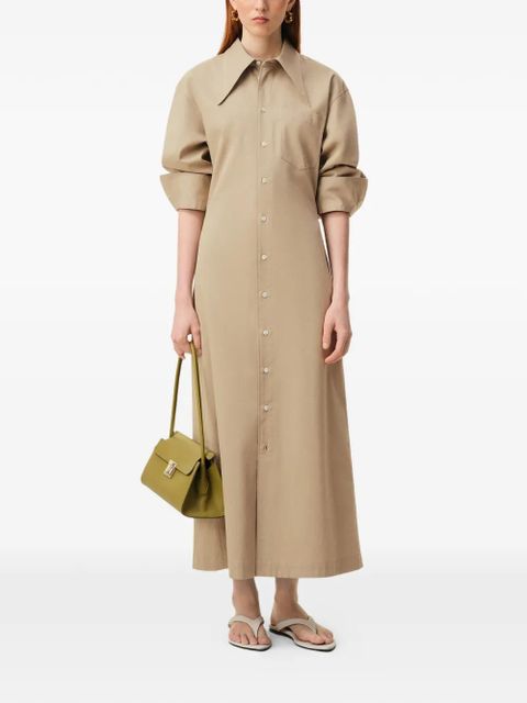 AMI Paris balloon sleeve fitted shirt midi dress - Neutrals - zdjęcie produktu nr 2