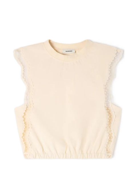 SANDRO crew neck lace-trim top - Neutrals - zdjęcie produktu nr 1