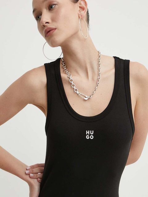 HUGO sukienka kolor czarny midi dopasowana 50514521