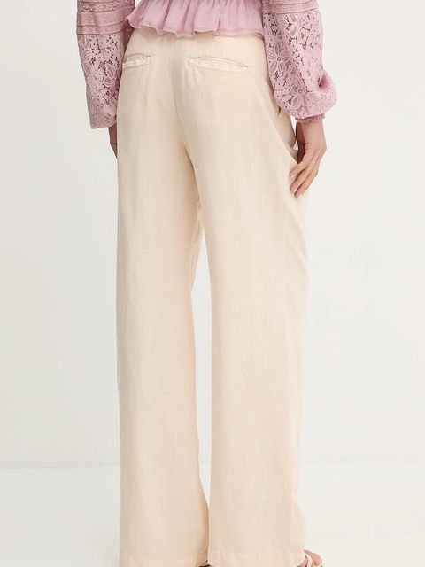 Guess spodnie z domieszką lnu SHAYE