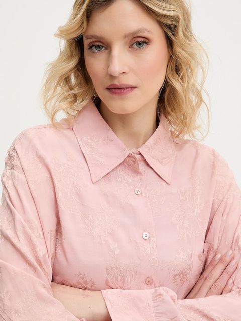 Answear.LAB koszula damska kolor różowy relaxed z kołnierzykiem klasycznym