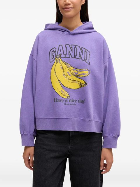 GANNI graphic-print hoodie - Purple
