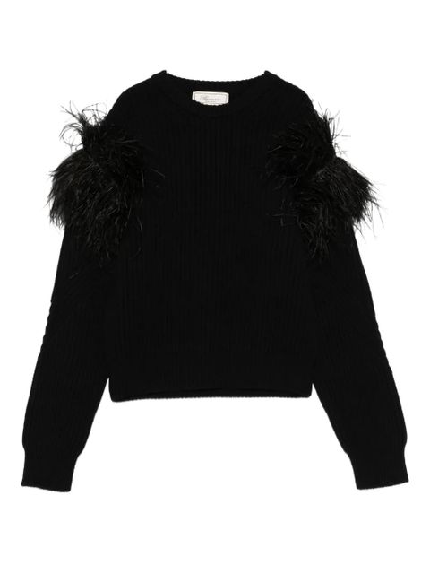 Blumarine feather-trim jumper - Black - zdjęcie produktu nr 1
