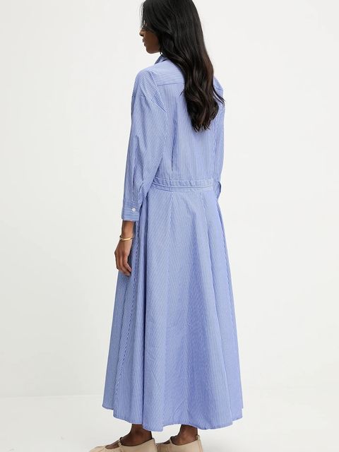 Answear.LAB sukienka kolor niebieski maxi rozkloszowana