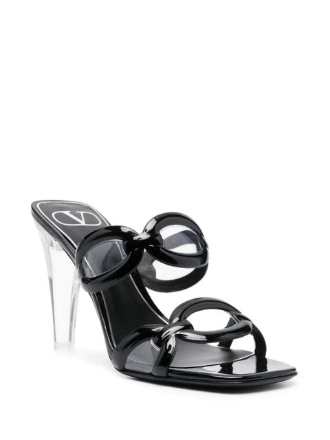 Valentino Garavani Chain 1067 100mm leather sandals - Black