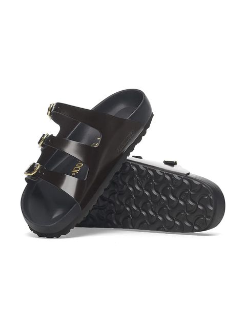 Birkenstock klapki skórzane Florida D-Buckle Exq damskie kolor czarny 1029385