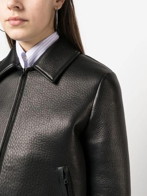 Acne Studios cropped leather jacket - Black