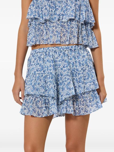 MARANT ÉTOILE JOCADIA ruffled floral-print mini shorts - Blue