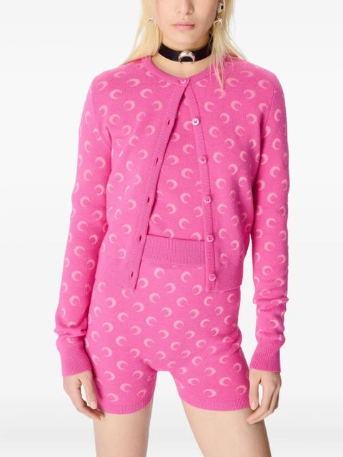 Marine Serre moon jacquard knit cardigan - Pink