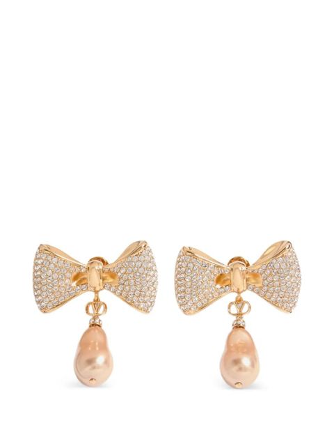 Valentino Garavani San Fin metal earrings with Swarovski® crystals and pearls - Gold - zdjęcie produktu nr 1