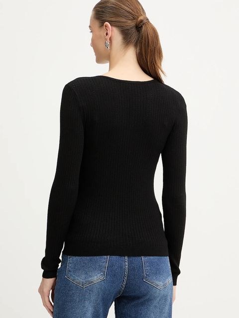 Morgan sweter damski kolor czarny lekki MNODI