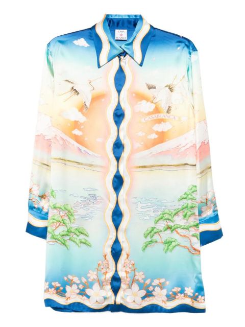 Casablanca crane-print midi dress - Blue - zdjęcie produktu nr 1