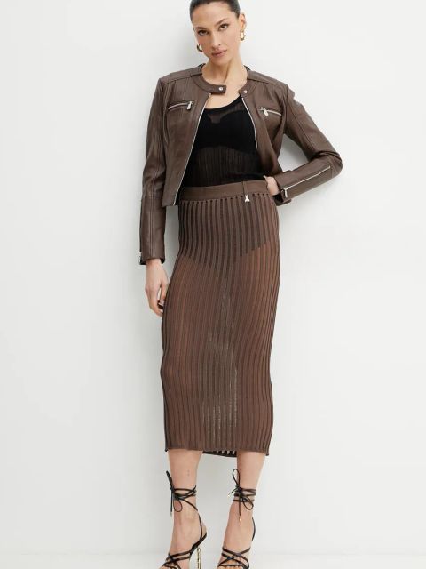 Patrizia Pepe spódnica kolor brązowy midi prosta 2G1029 K254