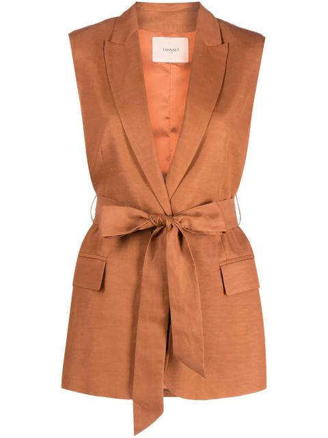 TWINSET peak-lapels sleeveless jacket - Brown - zdjęcie produktu nr 1