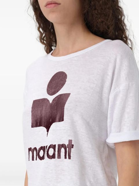 MARANT ÉTOILE logo-print linen T-shirt - White
