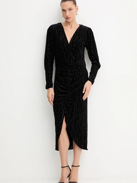 BOSS Orange sukienka kolor czarny midi rozkloszowana 50547812