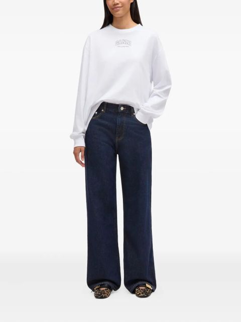 GANNI logo-patch jeans - Blue