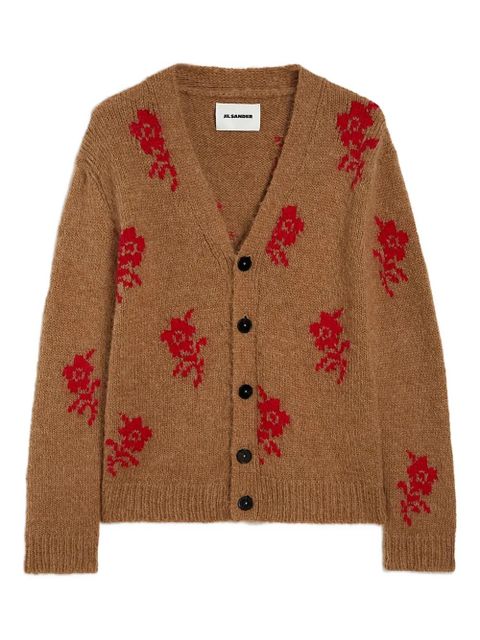 Jil Sander flower intarsia-knit cardigan - Brown - zdjęcie produktu nr 1