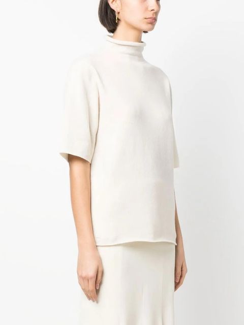 Jil Sander short-sleeved roll-neck knitted top - Neutrals