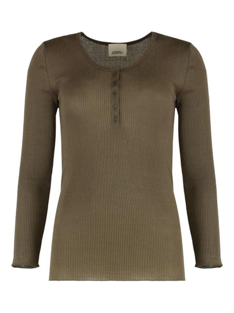 MARANT ÉTOILE ribbed henley top - Green - zdjęcie produktu nr 1