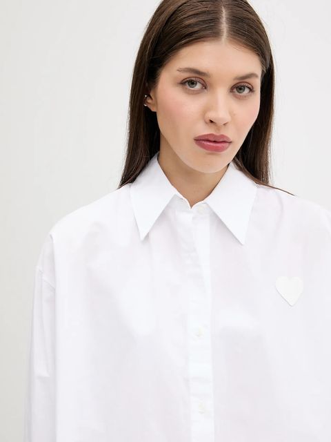 Hugo Blue koszula bawełniana damska kolor biały relaxed z kołnierzykiem klasycznym 50542985