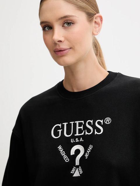 Guess bluza ROBERTA damska kolor czarny z aplikacją V5RQ12 KC3D2
