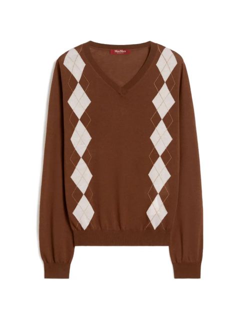 Max Mara argyle V-neck sweater - Brown - zdjęcie produktu nr 1