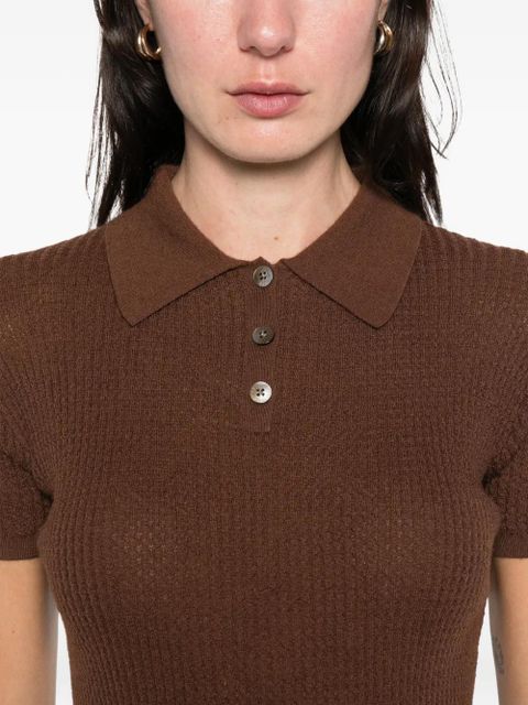 Guest In Residence Shrunken knitted polo top - Brown
