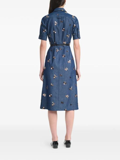 Altuzarra sequin-embellished floral-print midi shirt dress - Blue