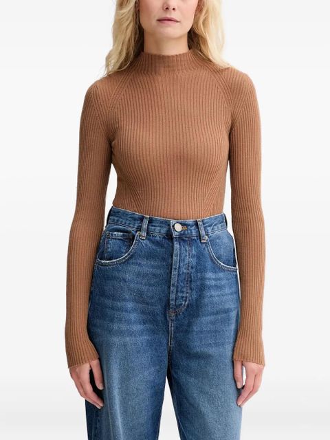 TWINSET logo-plaque ribbed sweater - Brown - zdjęcie produktu nr 1