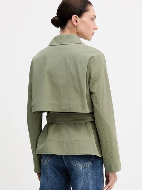 Sisley kurtka kolor zielony przejściowa oversize 2T7GLN05Y