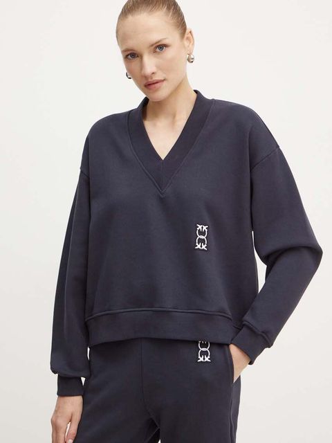Pinko bluza bawełniana damska kolor granatowy z aplikacją 103724 A23C