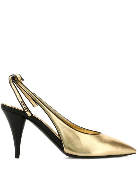 Miu Miu 90mm metallic-leather slingback pumps - Gold - zdjęcie produktu nr 1