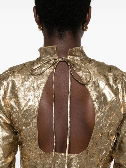 GANNI crinkled top - Gold