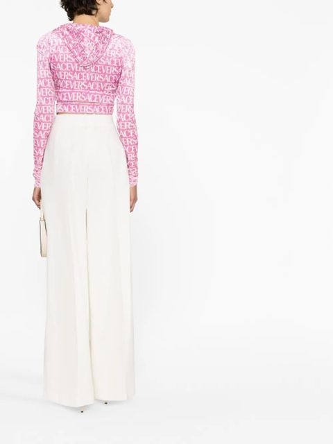 Versace Versace All-Over velvet cropped hoodie - Pink