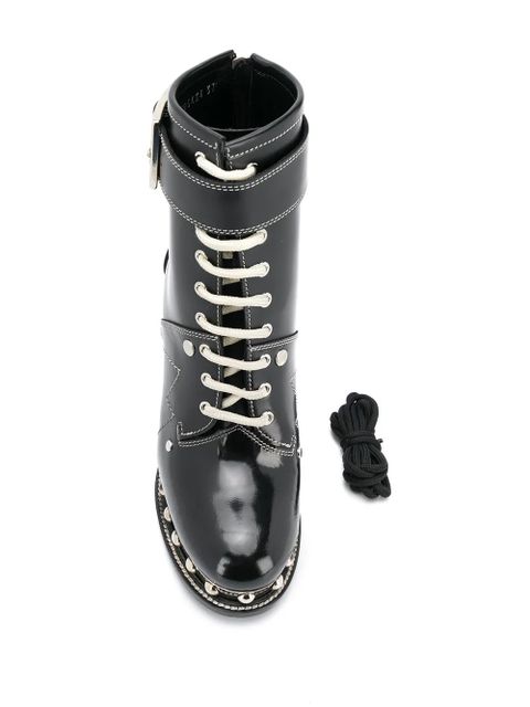 Alexander McQueen studded metallic platform sole ankle boots - Black