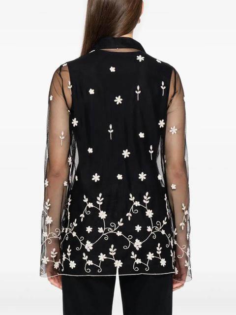 TOTEME floral-embroidered shirt - Black