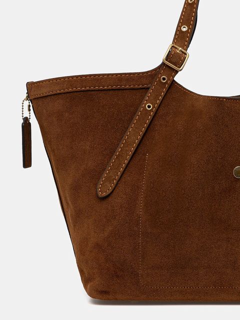 Coach torebka zamszowa kolor brązowy CBN47