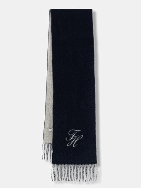 Tommy Hilfiger szalik wełniany damski kolor granatowy gładki AW0AW18222 - zdjęcie produktu nr 1