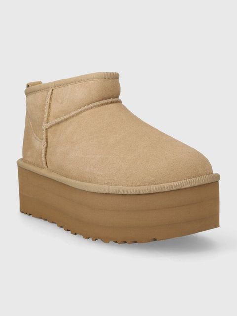 UGG śniegowce zamszowe Classic Ultra Mini Platform kolor beżowy 1135092 - zdjęcie produktu nr 2