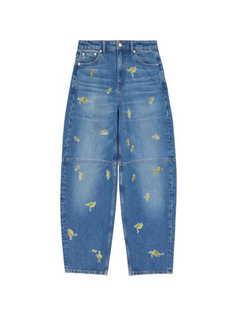 GANNI floral-embroidered jeans - Blue - zdjęcie produktu nr 1